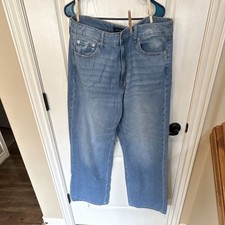 A ropostale High Rise Wide Leg Light Blue Denim Jeans 100 Cotton Pockets Women