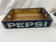 Vintage Blue and White Pepsi Cola Wood Crate Luverne Alabama RARE !!!! FREE SHIP