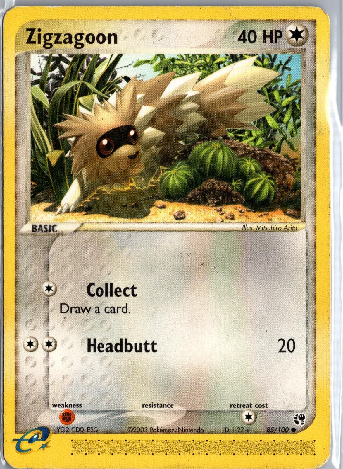 Zigzagoon 85/100 Common Sandstorm Pokemon Moderately Played