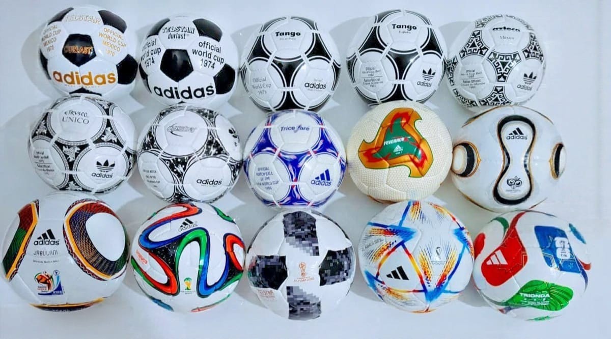 Adidas historical mini ball set 15 pcs FIFA World cup 1970 to 2026