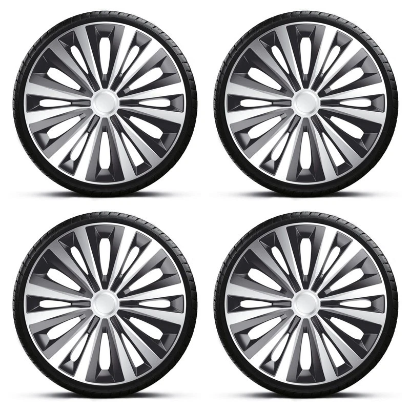 FOR VOLKSWAGEN FOX 14" INCH WHEEL TRIMS HUB CAPS SILVER & BLACK MULITY 4PC — 第 3/4 张图片