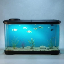 Mini Aquarium Tank with Light and Water Pump 50L Tabletop Fish Tank Starter Kits