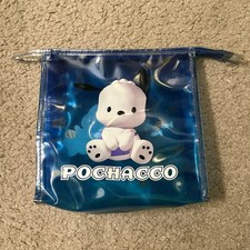 Sanrio Pochacco Dog Blue Vinyl Cosmetics Toiletry Pouch Case Vintage 1999