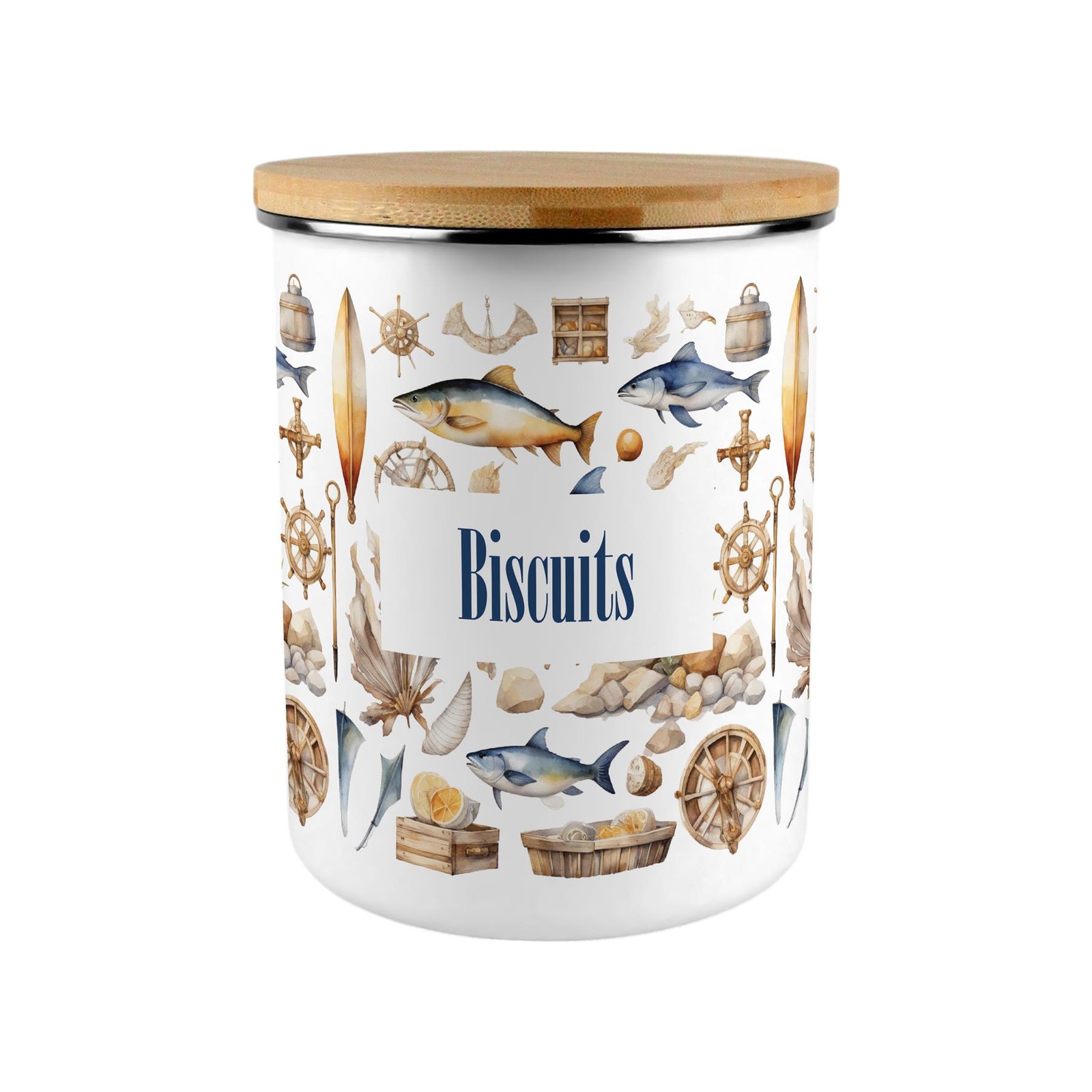 Nautical Biscuit Storage Tin - 2.7L Extra-Large Kitchen Canister Gift