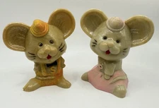 Vintage JSNY Mouse Salt & Pepper Shakers Set Anthropomorphic Mice Set Hong Kong