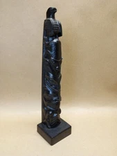 Vintage Black Resin Eagle Totem Pole - Boma Canada 12.5”