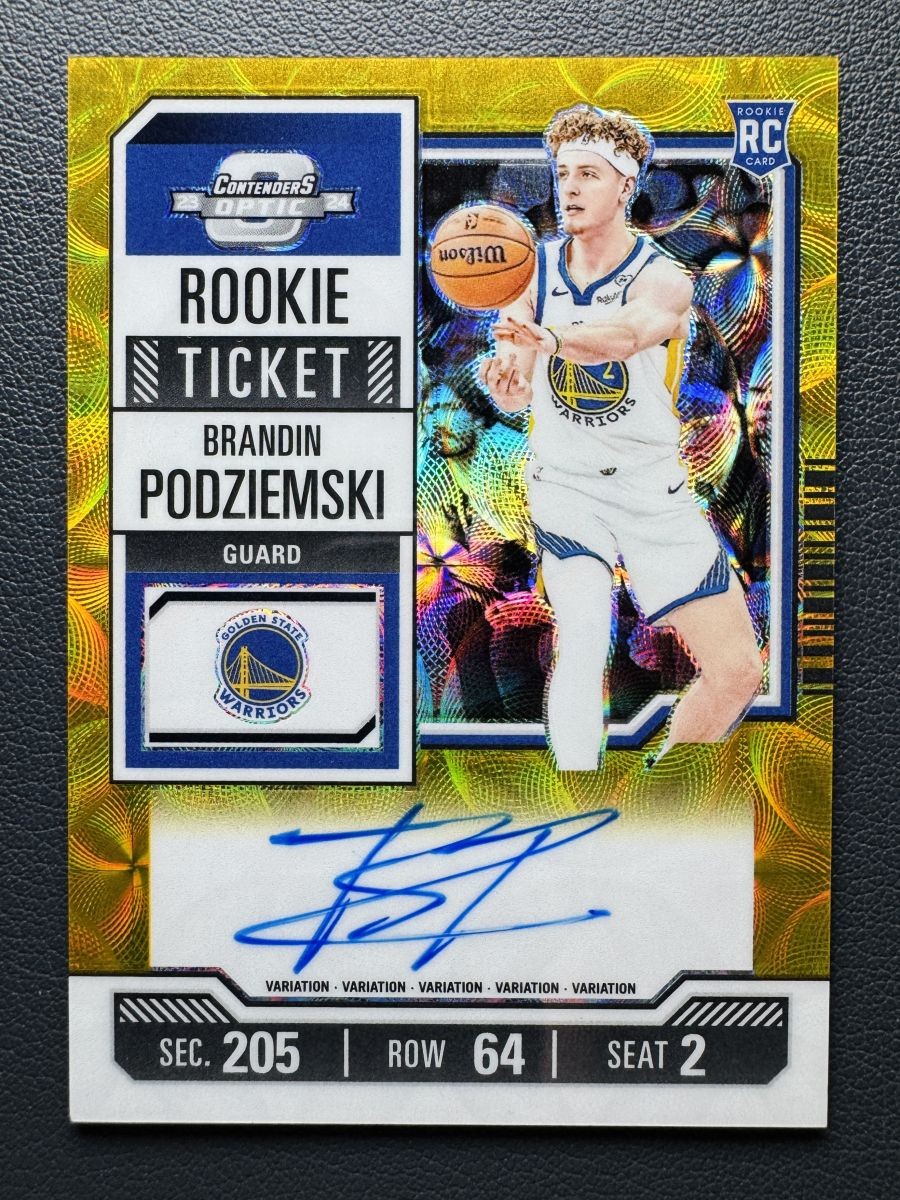 2023-24 Contenders Optic Brandin Podziemski Rookie Ticket GOLD Prizm Auto 05/10