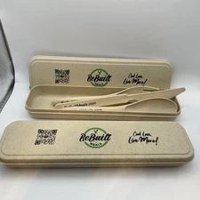 ReBuilt Meals Recycled Plastic Travel Cutlery Set – Fork Spoon Knife (Set of 2)