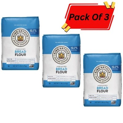 King Arthur Flour Unbleached Bread Flour 5 lb. Bag (3 PACK) FREE & FAST SHIPPING