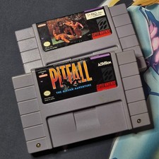 SNES 2 Game "The Pits" Bundle: Pitfall and Pit Fighter - Retro Tested Working