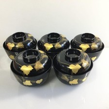 Grape Makie Soup Bowl Set Of 5 Suimono Bowls Synthetic Resin