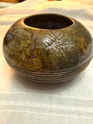 Handmade Pottery Pot     Local Studio Glazed Ceramic-signed EK