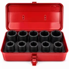 10pc SAE Deep Impact Socket 1" inch Drive 6 Point Sockets 1" - 2" w/ CASE