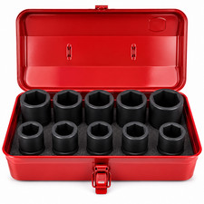 10pc Sae Deep Impact Socket 1 Inch Drive 6 Point Sockets 1 - 2 W Case