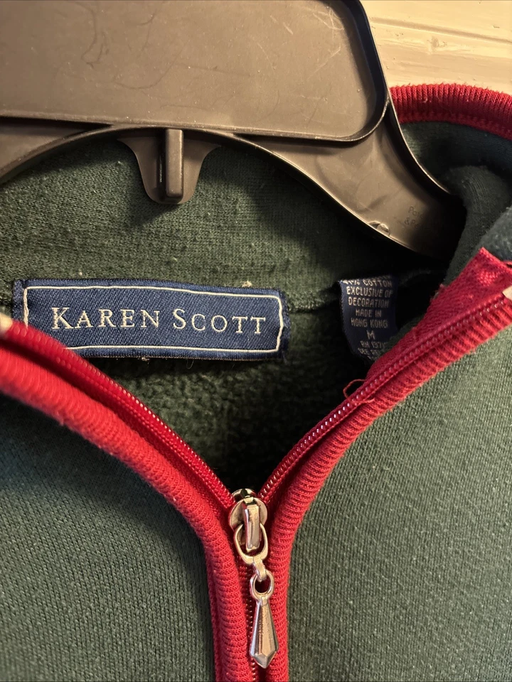 Vtg Karen Scott Ugly Christmas Holiday Festive Sweatshirt Santa Snowmen Buttons - Image 3 of 4