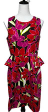 Kate Spade Dress 12 Rio Pink Red Floral Peplum Sheath Resort Romantic Cocktail