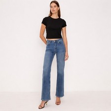 Rails Denim SZ 25 The Getty High Rise Wide Leg Denim Jeans East Coast Wash NWT