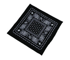 Black White Paisley Bandana Style Scarf, Unisex One Size Neck Scarf
