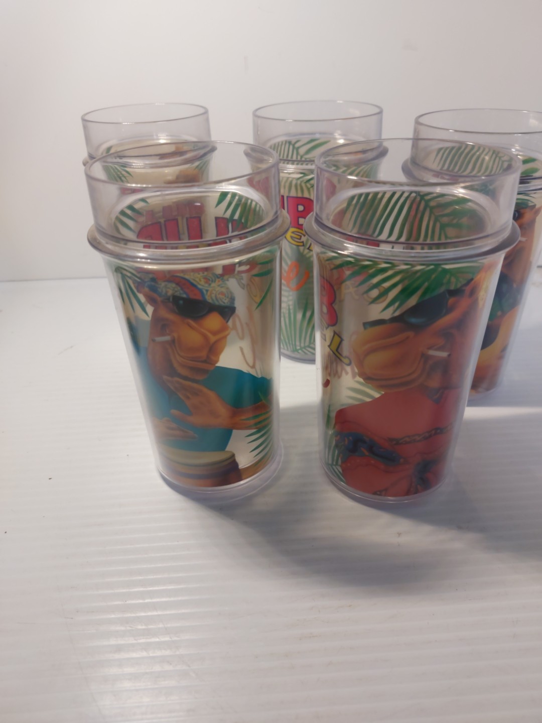 Vintage Joe Camel  Club Plastic Drink Tumbler Cups, 6" Tall,