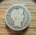 1913-P Barber Dime - Actual Silver Coin Shown - Free Shipping & Tracking INV#314
