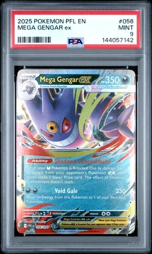 2025 POKEMON PFL EN-PHANTASMAL FLAMES #056 MEGA GENGAR EX PSA 9