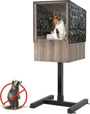 Outdoor Cat Raised Feeding Platform Station Elevated Feral Cat Feeder