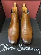 OLIVER SWEENEY, SIZE 10.5 , WORN, PRE OWNED, TAN DEERSKIN LEATHER , CHELSEA ,