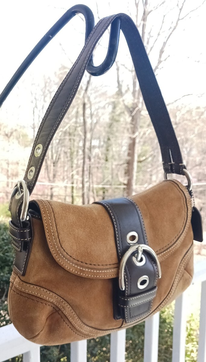 Coach F10917 SMALL Vintage Tan & Brown Colorblock Soho Suede