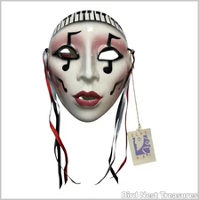 ©1983 Clay Art of San Francisco Ceramic Mask - MUSICAL FACE w/ RIBBONS, Flawed