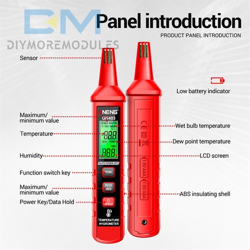 Termómetro digital ANENG GN403 mini temperatura humedad higrómetro °C/°F - Imagen 13 de 24