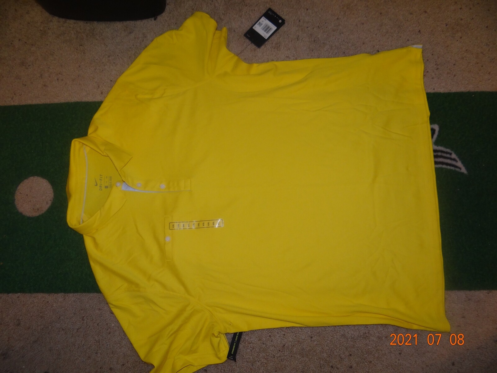 NIKE Dri-Fit Player Yellow Polo Golf 