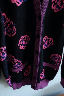 SS16 Saint Laurent Paris Floral Knit Cardigan Rose Surf Sound Hedi