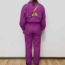 FILA Magic Line Vintage Graphic Embroidery Purple Winter Thermal One Piece S/M