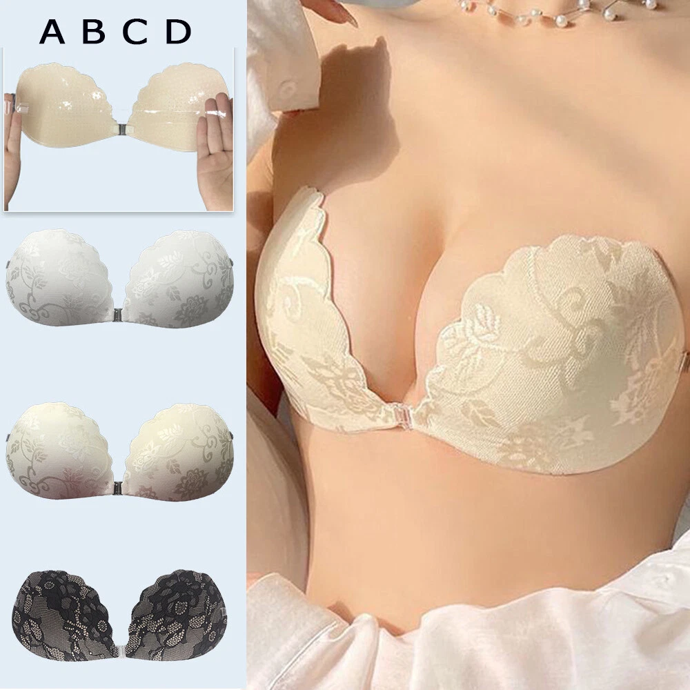 Women Push Up Silicone Backless Strapless Invisible Lace Bras for