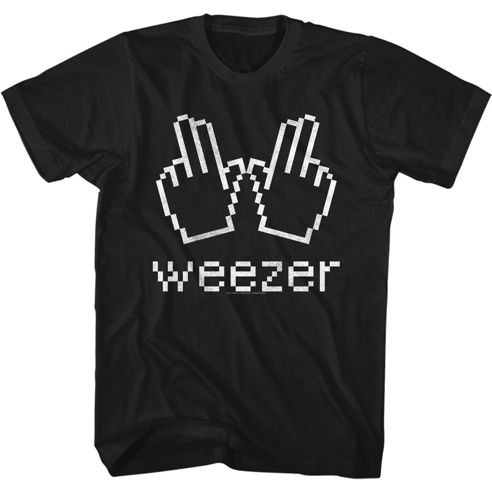 Weezer Cursor Hands W & Band Name Logo Men's T Shirt Rock Concert