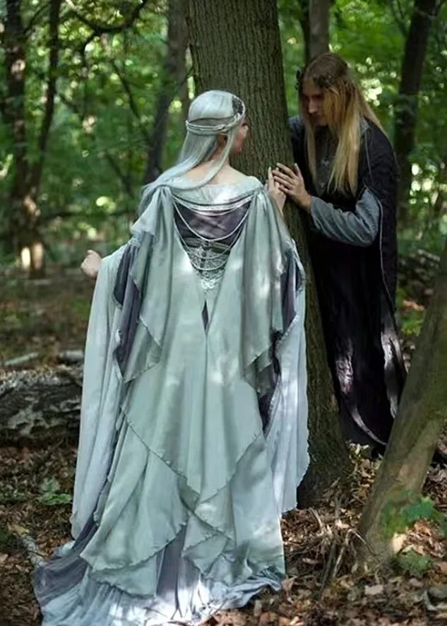green emerald velvet dress Elven Bridal Sleeves – Firefly Path