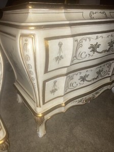 Vintage Ivory Venetian Karges Decorated Chest Dresser Stand Signed 32” W