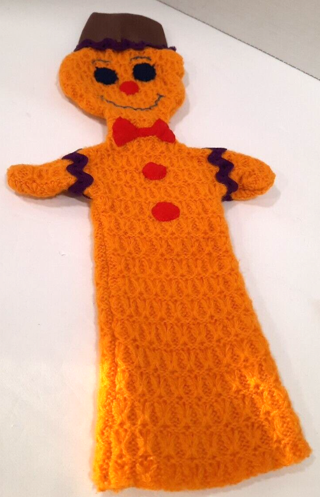 Vintage Puppet Handmade Gingerbread Man Hand Crafted Kids sized SM Ric Rac EUC