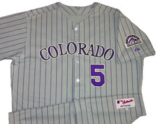 VTG AUTHENTIC MATT HOLLIDAY COLORADO ROCKIES MLB PINSTRIPE ALT JERSEY 56 SEWN!