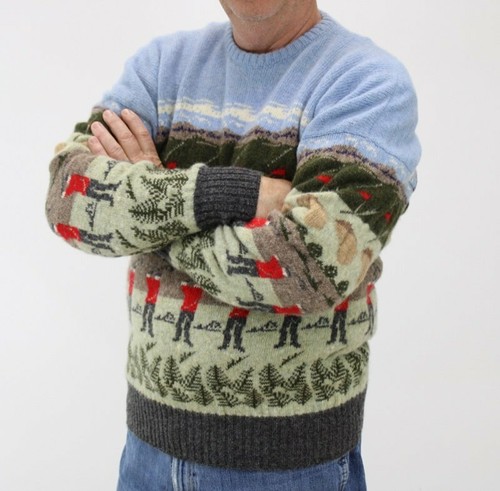 VTG Maban of Scotland Golf Sweater Men's Large 100% Wool Grandpacore Cabincore - Picture 8 of 12
