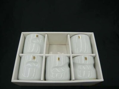 Hakusan Toki Rock Cups Set of 5 Porcelain by Masahiro Mori made in Japan in Box