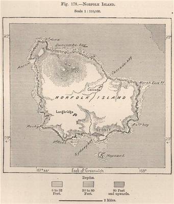 Norfolk Island Australia 15 Old Antique Vintage Map Plan Chart Ebay