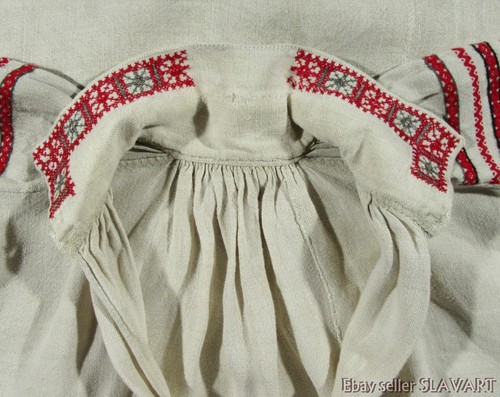 Antique Ukrainian folk costume handmade clothing ethnic linen dress wool skirt - Picture 5 of 12