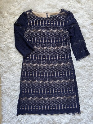 Jessica Howard Mini Lace Sheath Dress 3/4 Sleeve Sz Petite - Main Image