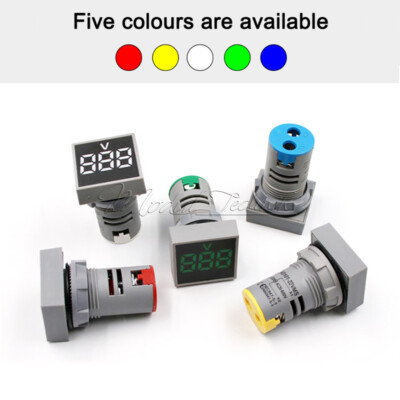 AC 60-500V Square Digital LED Voltmeter Voltage Gauge Meter Tester 5 Colors 22mm