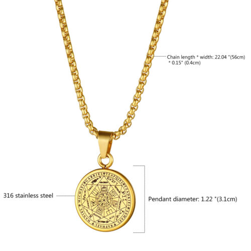 Men's The Seal of The Seven Archangels Amulet Pendant Necklace Stainless Steel - Picture 10 of 16