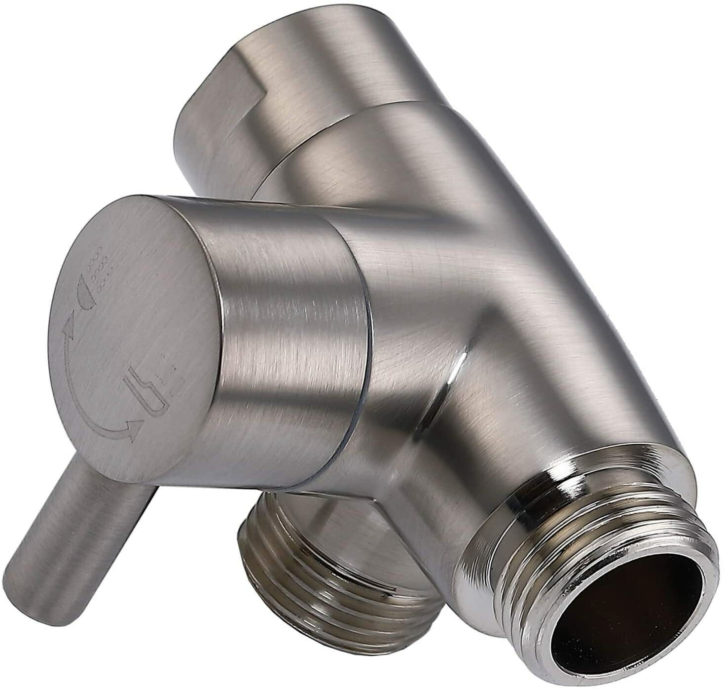Solid Metal 3-Way Shower Arm Diverter T Adapter Replacement - Brushed Nickel