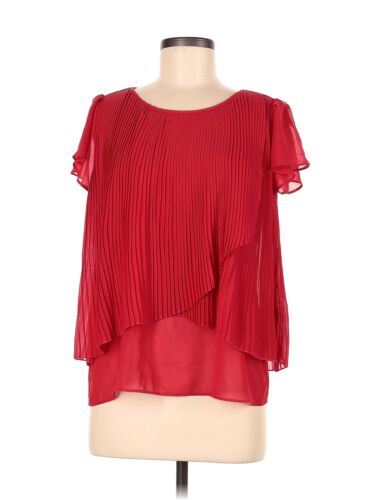 New Directions Women Red Short Sleeve Blouse M Pe… - image 1