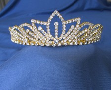 GOLD Gp Tiara Crown Bridal Wedding Veil BRIDESMAID Gift Prom New T13
