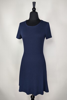 Gap Dark Blue Knit Stretch Short Sleeve Pullover Fit Flare Dress Size XS